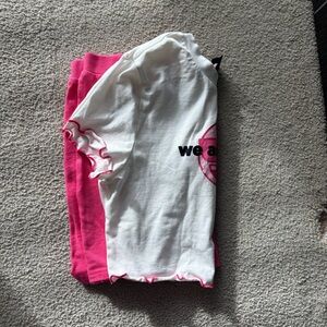 Trendy White Tee with Pink Details